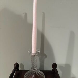 Elegant Glass Candle Holder 6 1/2” Tall